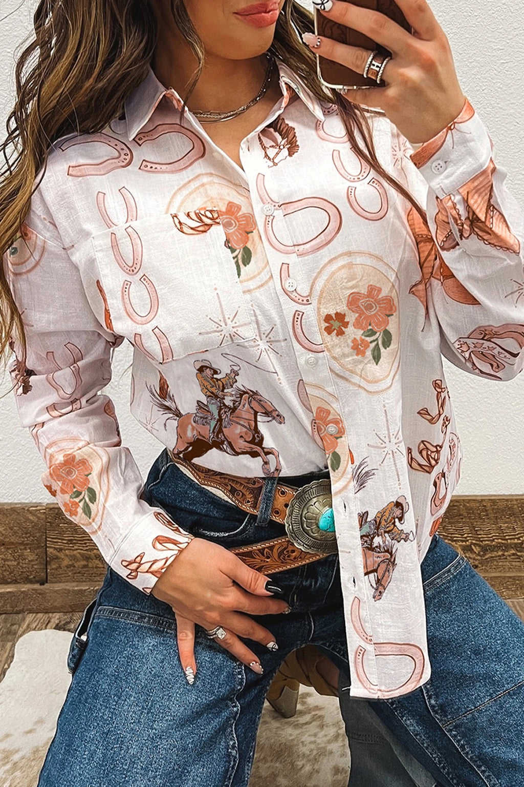 Women's Casual Simple Printed Fashion Long Sleeve Shirt