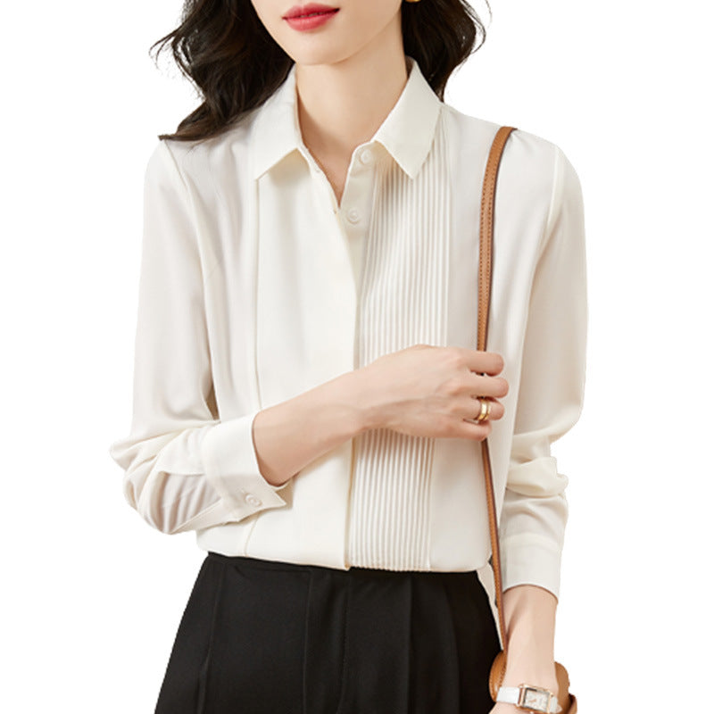 Women's Solid Color Organ Pleated Chiffon Shirt