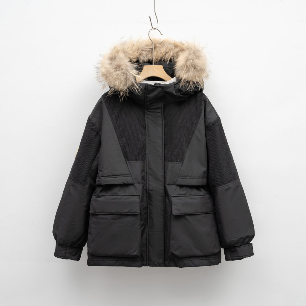 Hooded Jacket Fox Fur Women's Workwear Collar