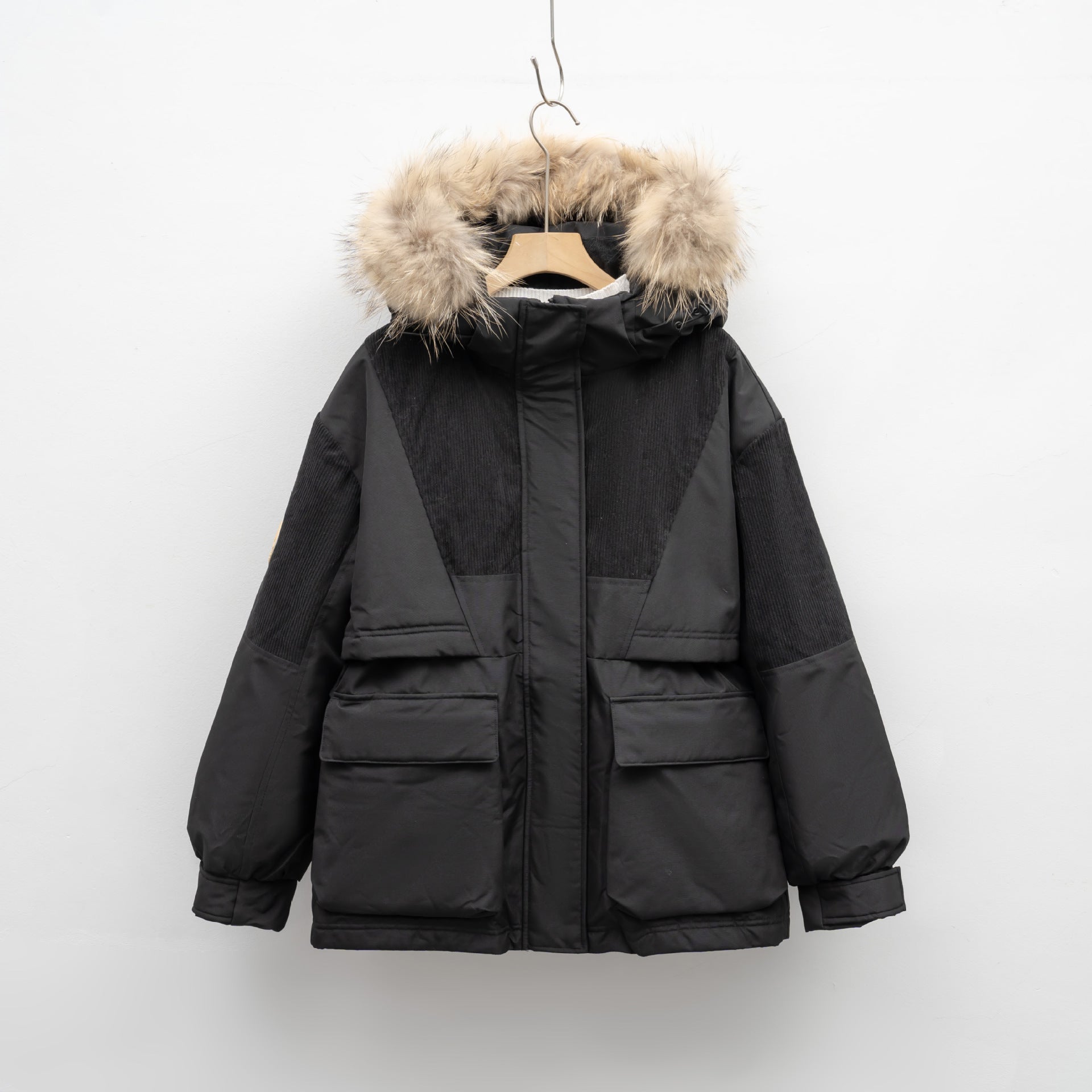 Hooded Jacket Fox Fur Women's Workwear Collar