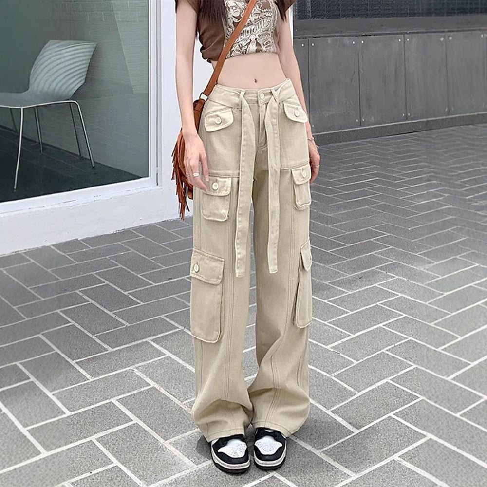 Women's American Vintage Multi-pocket Distressed Loose Cargo Pants