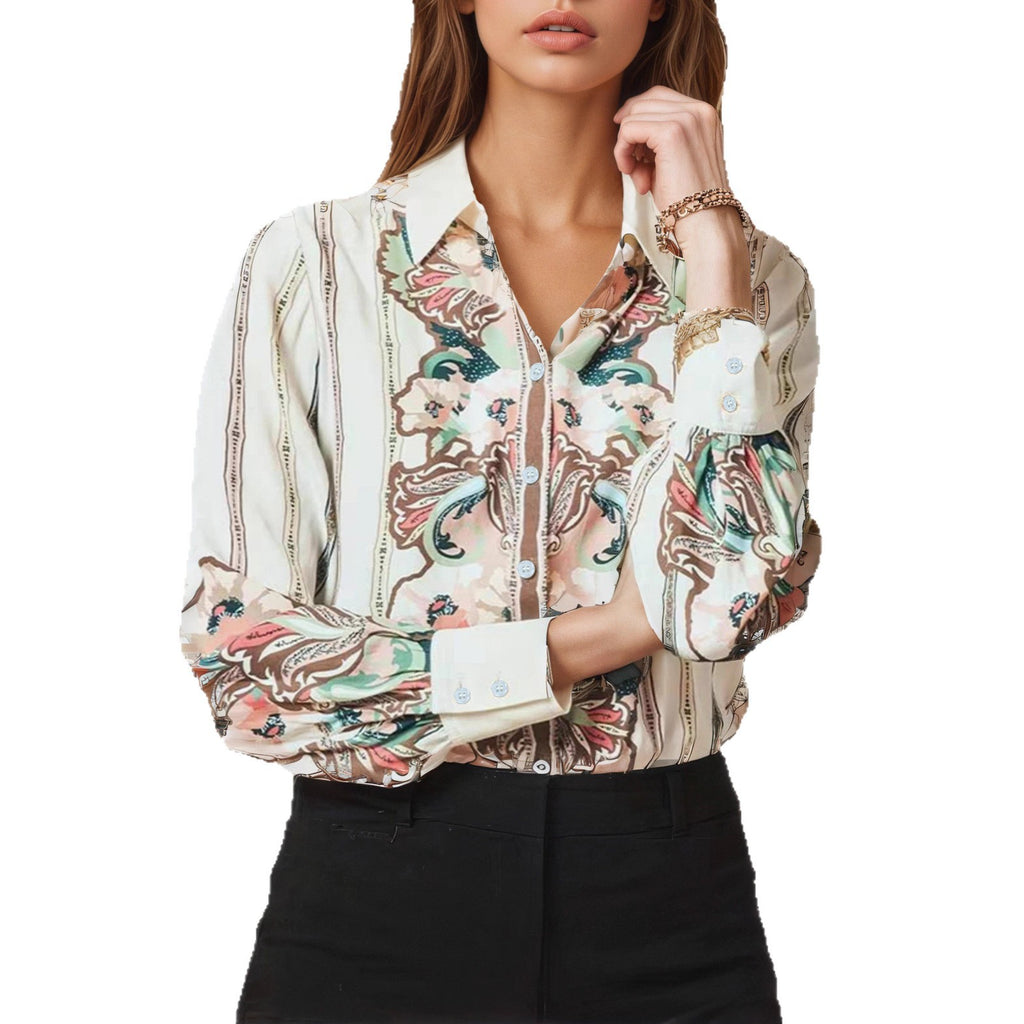 Retro Fashion Printed Long Sleeve Shirt For Women