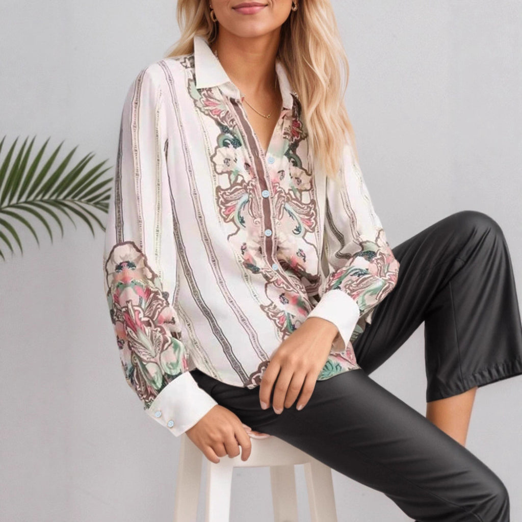 Retro Fashion Printed Long Sleeve Shirt For Women