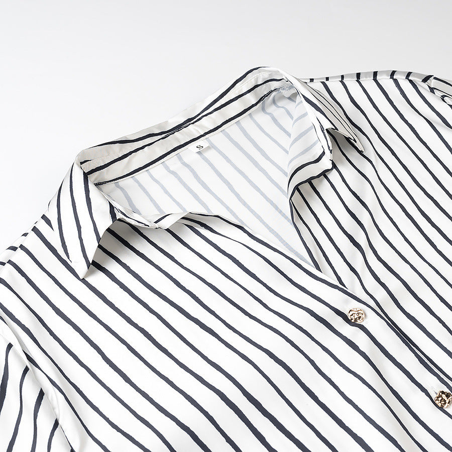 Women's Fashion Versatile Single Button Satin Texture Shirt