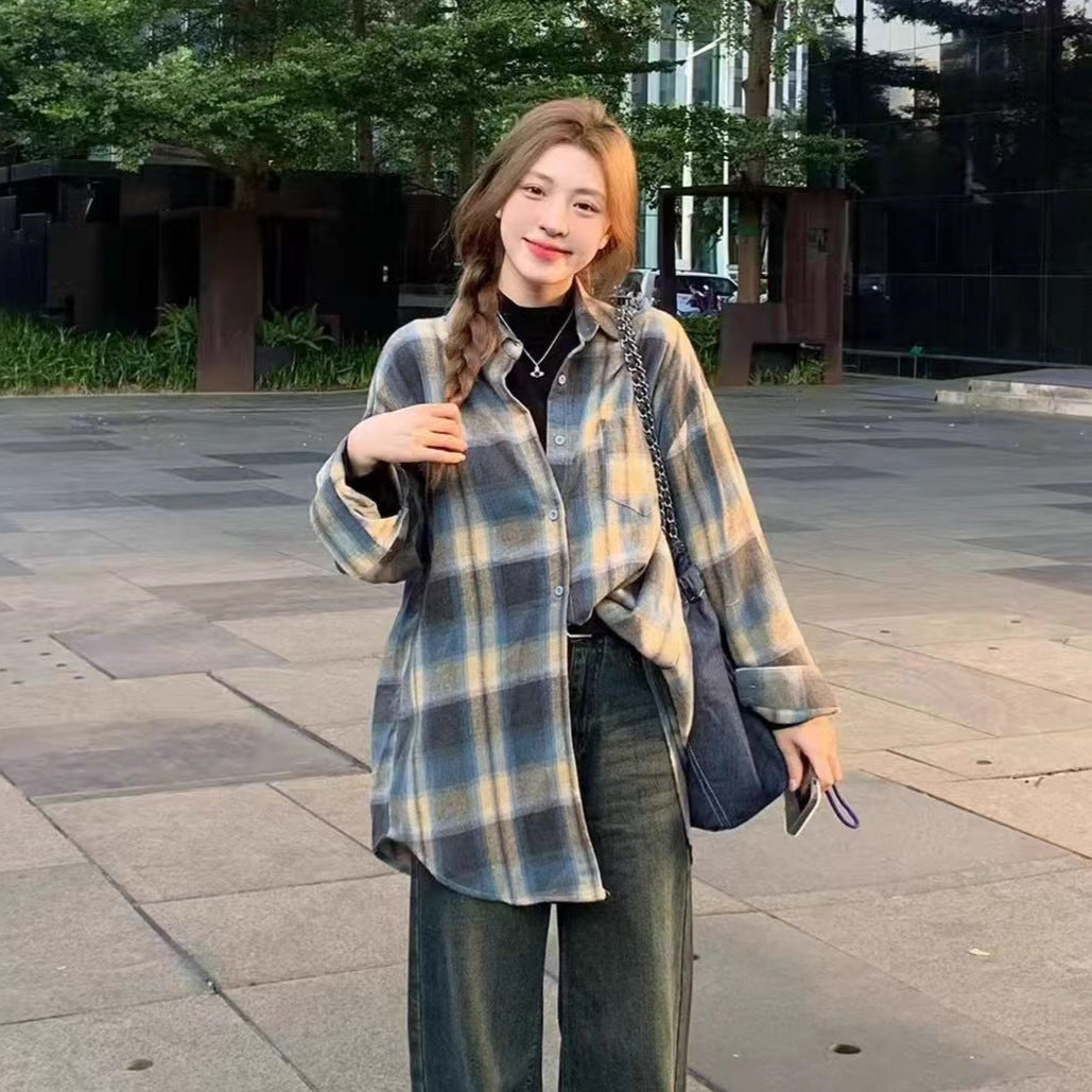 Women's Mid-length Retro Design Long Sleeve Shirt