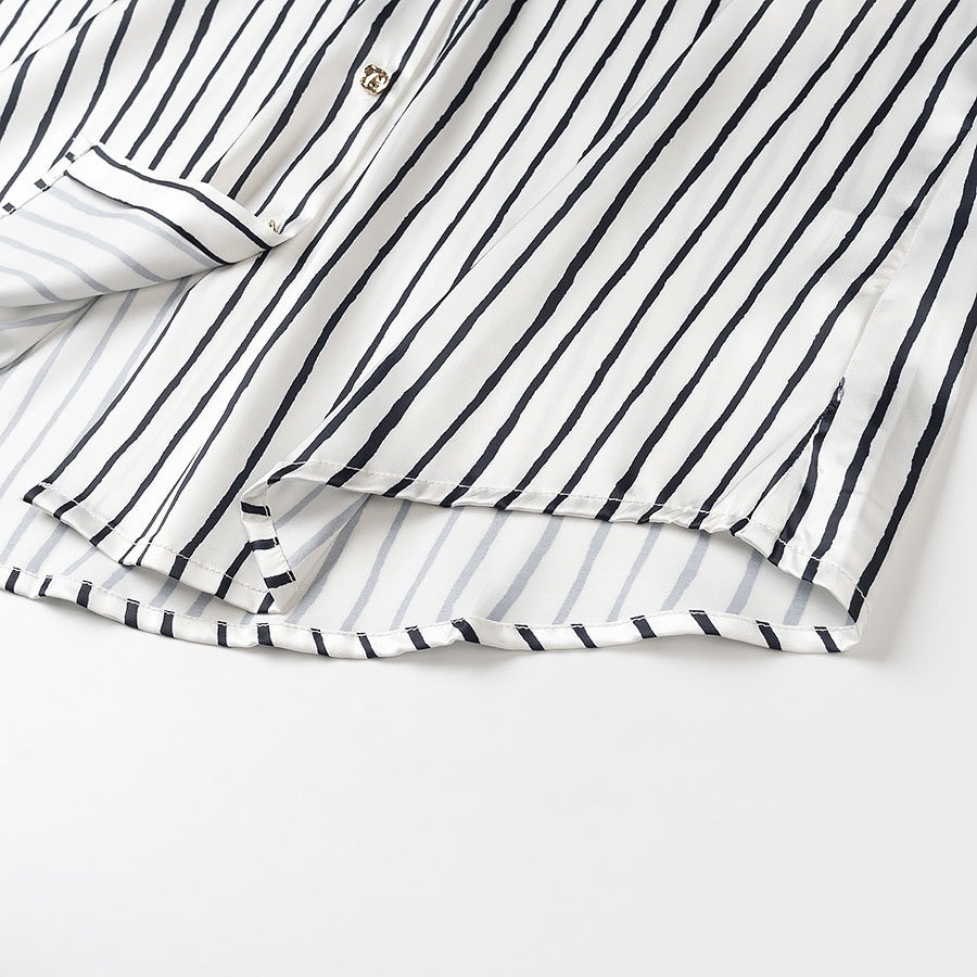 Women's Fashion Versatile Single Button Satin Texture Shirt