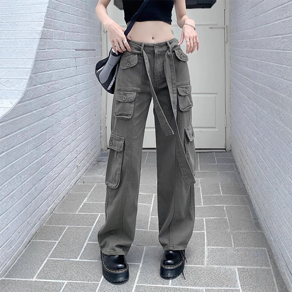Women's American Vintage Multi-pocket Distressed Loose Cargo Pants