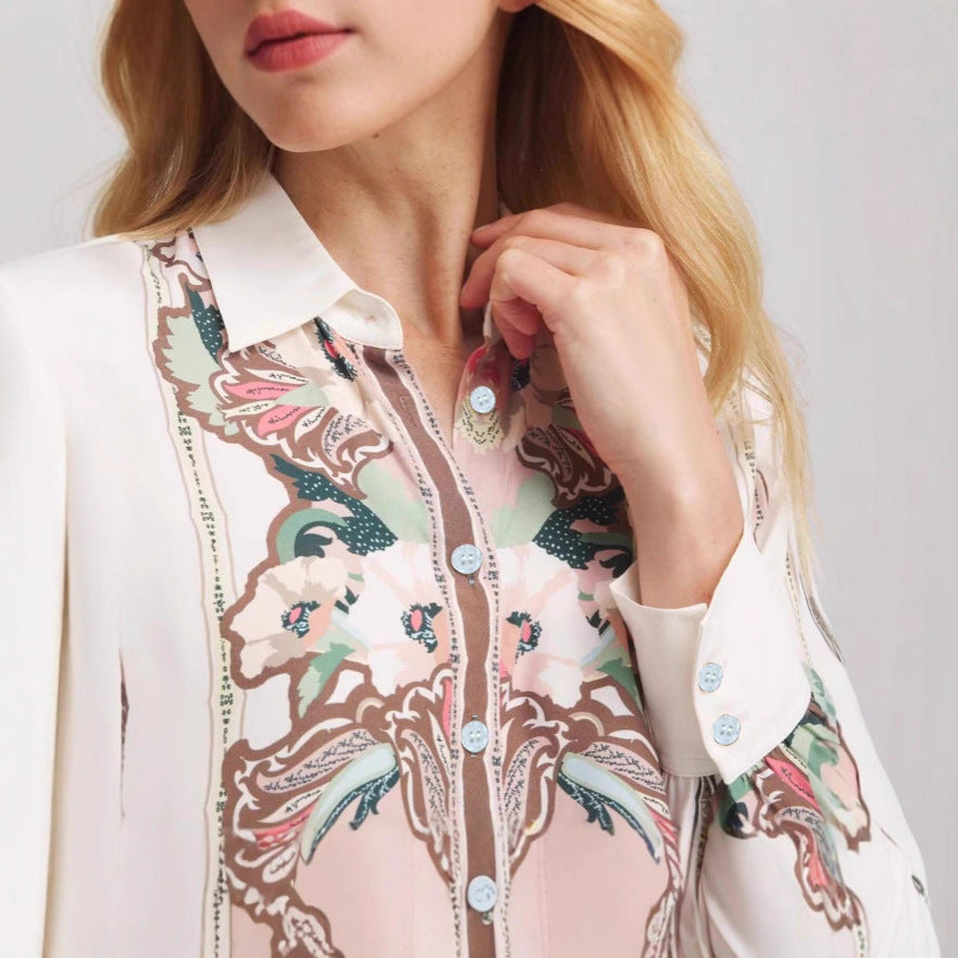 Retro Fashion Printed Long Sleeve Shirt For Women